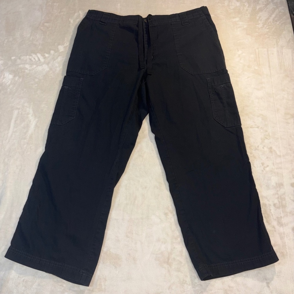 Carhartt Black Ripstop Cargo Pants Mens XL Short Elastic Waist C54108S Workwear